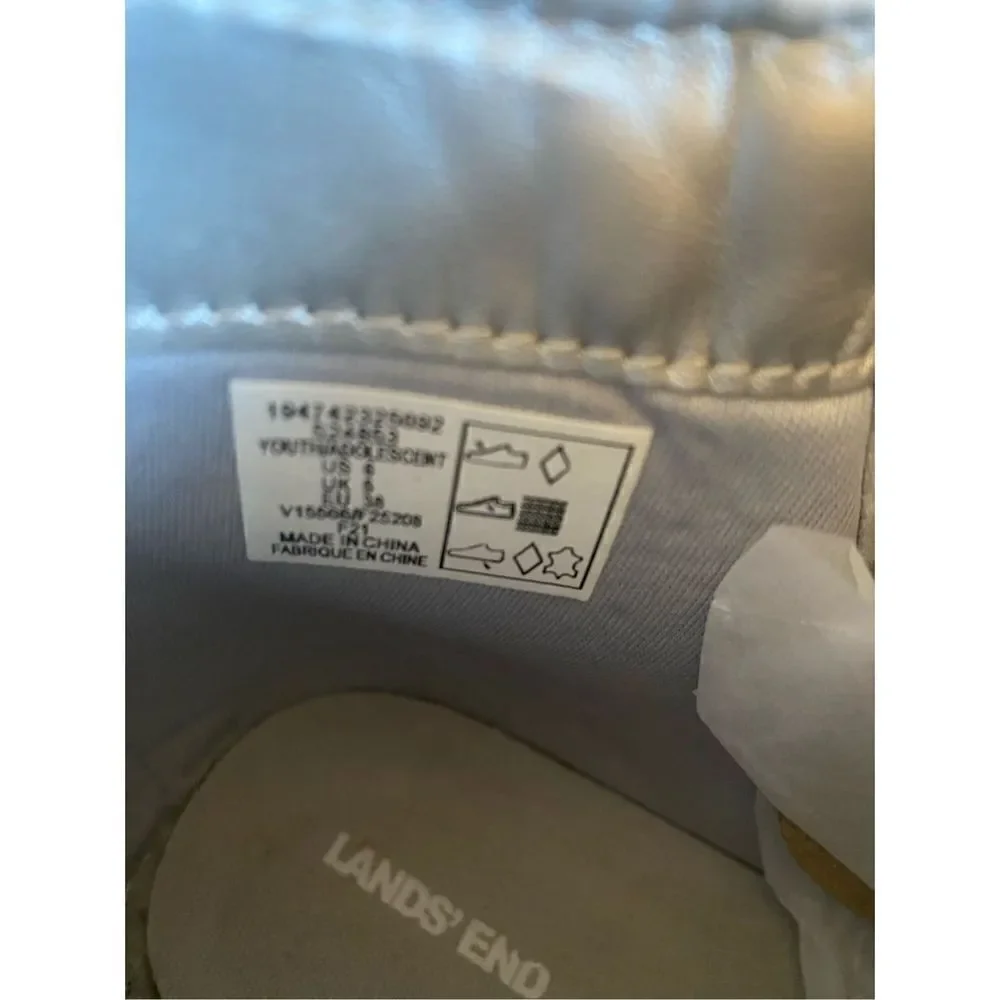 lands end NWT girls youth, silver metallic, zip booties, size 6